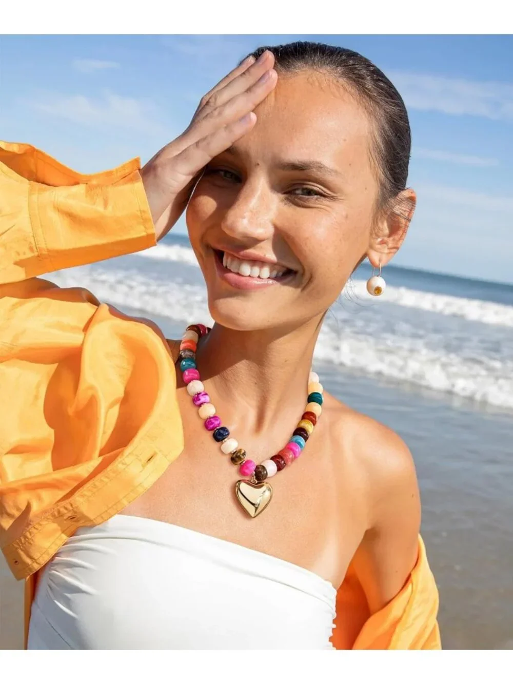 Colorful Chunky Heart Necklace for Women | Resin Beaded Choker | Trendy Acrylic